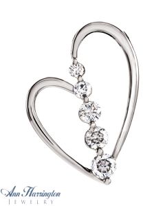 14k White or Yellow Gold 1/2 ct tw Journey Diamond Heart Pendant Necklace