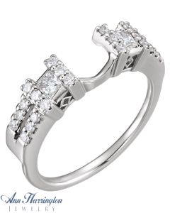 14k White or Yellow Gold 1/2 ct tw Princess and Round Diamond Antique Style Ring Enhancer, F5513