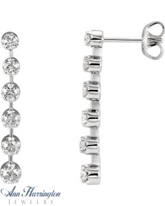 14k White Gold 1 ct tw Diamond Linear Earrings