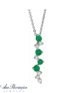 14k White Gold 1/10 ct tw Diamond and Genuine Emerald Vintage Style Necklace
