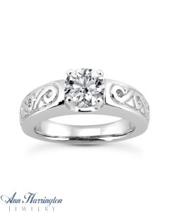 14k or 18k White or Yellow Gold Sroll Design Solitaire Ring Mounting