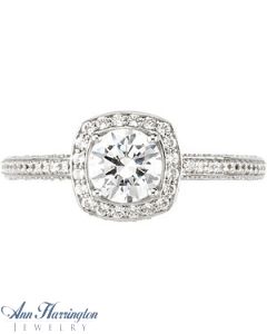 14k White Gold 3/4 ct tw Diamond Semi Mount Engagement Ring, 5.2, 5.75 and 6.5 mm Round Setting, F7721