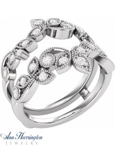 14K White, Yellow or Rose Gold 1/3 ct tw Diamond Floral Leaf Design Ring Guard