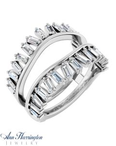 14k White, Yellow or Rose Gold 9/8 ct tw Baguette Diamond Ring Guard