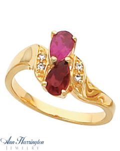 14k Yellow or White Gold 2-Stone 6x4 mm Pear Shape Ring Setting, G0105