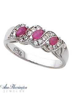 14k White or Yellow Gold 4x2 mm Marquise 3 Stone Ring Setting