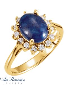 14k Yellow or White Gold 9x7 mm Oval Cabochon Ring Setting, G0226