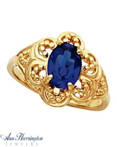 14k Yellow or White Gold 8x6 mm Oval Antique Style Ring Setting, G047