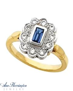 14k 2-Tone or White Gold 5x3, 6x4, 7x5, 8x6 and 9x7 mm Emerald Vintage Style Bezel Ring Setting