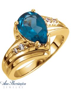 14k Yellow or White Gold 6x4, 7x5, 8x5 and 10x7 mm Pear Shape Ring Setting, G0620