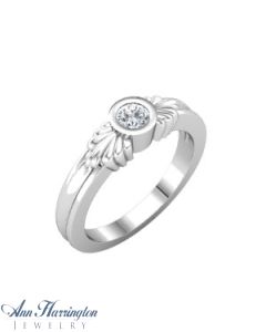 14k White or Yellow Gold 3, 4 & 5 mm Round Bezel Set Ring Setting, G0810