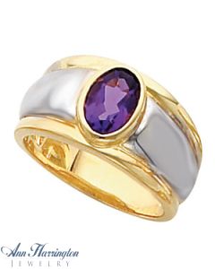 14k 2-Tone Gold 6x4, 7x5 & 8x6 mm Oval Ring Setting , G0840