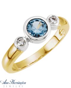 14k 2-Tone Gold 4.5, 5 and 6 mm Round Bezel Set 3 Stone Ring Setting