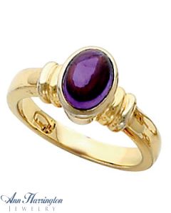 14k Yellow or White Gold 6x4, 7x5, 8x6 mm Bezel Oval Ring Setting, G0906
