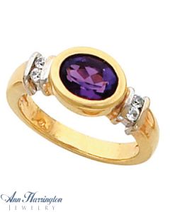 14k 2-Tone or White Gold 8x6 mm Horizontal Bezel Oval Ring Setting, G0937