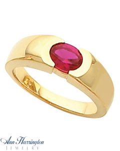 14k Yellow or White Gold 6x4, 7x5 and 8x6 mm Semi Bezel Oval Ring Setting, G0951