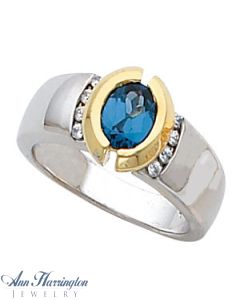 14k 2-Tone or White Gold 7x5 mm Semi Bezel Oval Ring Setting, G0961