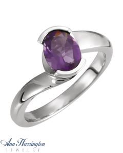 14k White or Yellow Gold 5x3, 6x4, 7x5 and 8x6 mm Oval Bypass Semi Bezel Ring Setting, G0965