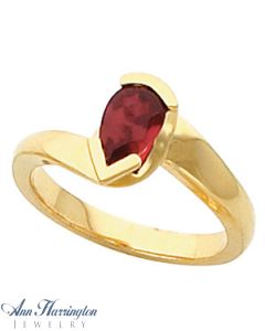 14k Yellow or White Gold 5x3, 6x4, 7x5 and 8x5 mm Pear Shape Bypass Ring Setting