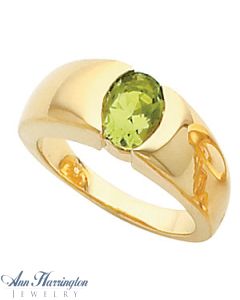 14k Yellow or White Gold 6x4, 7x5, 8x6 mm Oval Semi Bezel Ring Setting, G0974