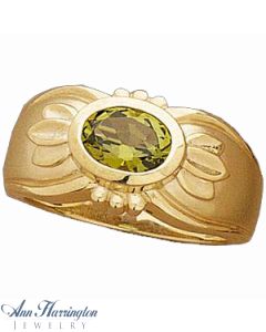 14k Yellow or White Gold 8x6 mm Oval Bezel Ring Setting, G1048