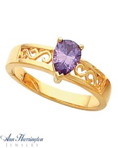 14k Yellow or White Gold 7x5 mm Pear Shape Filigree Scroll Design Ring Setting, G1063