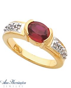 14k 2-Tone or White Gold 8x6 mm Horizontal Oval Semi Bezel Ring Setting, G1101