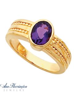 14k Yellow or White Gold 8x6 mm Oval Bezel Ring Setting, G1107