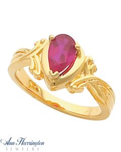 14k Yellow or White Gold 8x5 mm Pear Shape Ring Setting, G1123