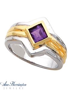 14k 2-Tone or White Gold 5x5 mm Princess or Square Cut Bezel Ring Setting, G1125