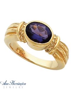 14k Yellow or White Gold 9x7 mm Horizontal Oval Bezel Ring Setting, G1126