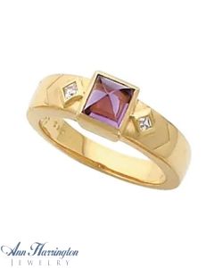 14k Yellow or White Gold 5x5 mm Princess or Square Cut Bezel Ring Setting