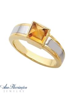 14k 2-Tone or White Gold 6x6 mm Princess or Square Cut Bezel Ring Setting