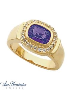 14k Yellow or White Gold 8x6 mm Cushion Bezel Set Ring Setting