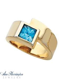 14k Yellow or White Gold 6x6 mm Princess or Square Cut Bezel Ring Setting