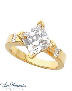 14k Yellow or White Gold Princess or Square Cut Ring Setting