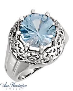 14k White or Yellow Gold 9.5-10.5 mm Round Filigree Ring Setting, G139
