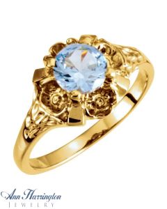14k Yellow or White Gold 6 mm Round Flower Trimmed Ring Setting