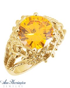 14k Yellow or White Gold 9.5 mm Round Granulated Leaf Design Openwork Ring Setting, G195