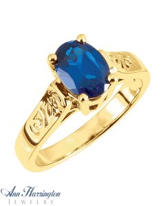 14k Yellow or White Gold 5x3, 6x4, 7x5 and 8x6 mm Oval Scroll Design Ring Setting, G214