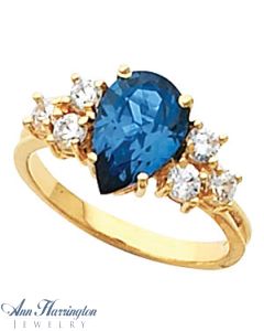 14k Yellow or White Gold Pear Shape Ring Setting, G389