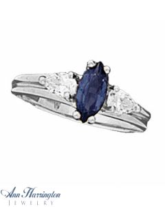14k White Gold 8x4, 10x5 and 12x6 mm Marquise 3 Stone Ring Setting