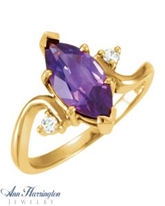 14k Yellow or White Gold 6x3, 8x4, 10x5, 11x5.5, 12x6 and 14x7 mm Marquise Ring Setting