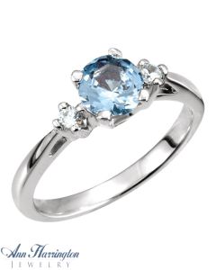 14k White Gold 5.8 mm Round 3 Stone Ring Setting, G464