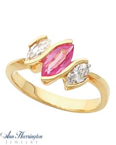 14k Yellow or White Gold 8x4 & 6x3 mm Marquise 3 Stone Ring Setting