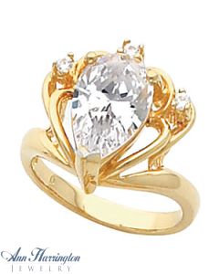 14k Yellow or White Gold 14x9 mm Pear Shape Ring Setting, G717