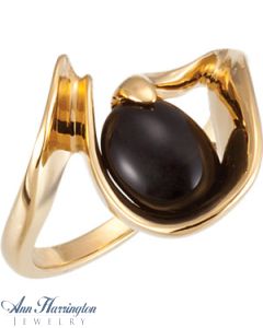 14k Yellow or White Gold 9x7 Oval Cabochon Ring Setting, G719