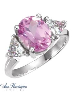 14k White or Yellow Gold 6x4, 7x5, 8x6, 9x7, 10x8 and 12x10 mm Oval  and Trillion 3 Stone Ring Setting