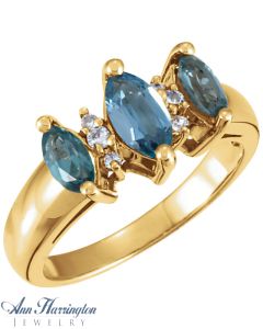 14k Yellow or White Gold Marquise Ring Setting