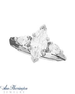 14k White Gold 10x5 11x5.5 12x6 Marquise 3 Stone Ring Setting